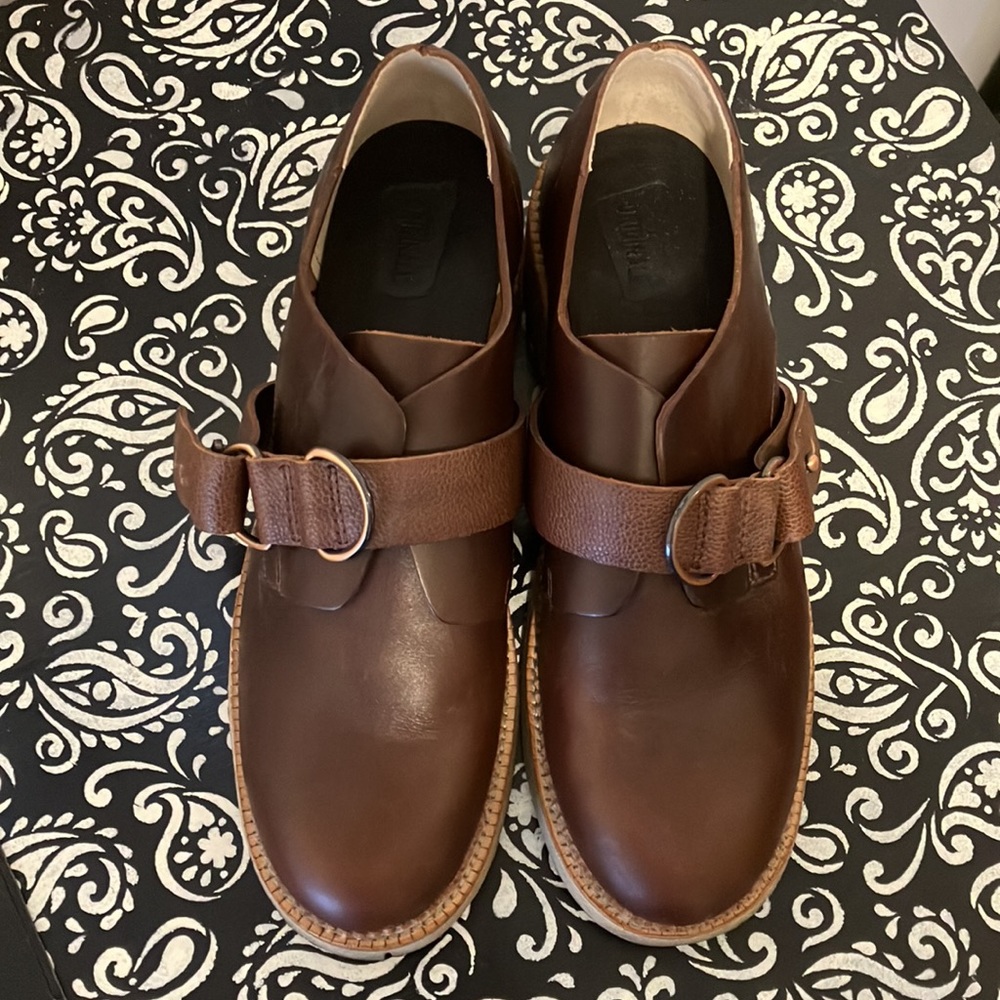Clarks Dark Brown Leather Loafers with Buckle